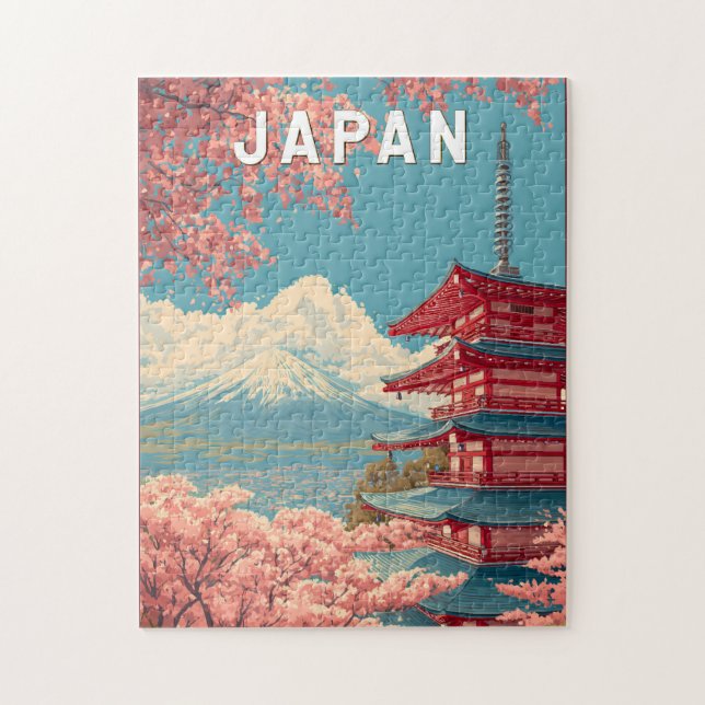 Japan Illustration Resa Konst Vintage Pussel (Vertikal)