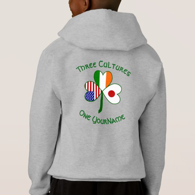 Japan Ireland USA Shamrock Flagga Personlig T Shirt (Baksida)
