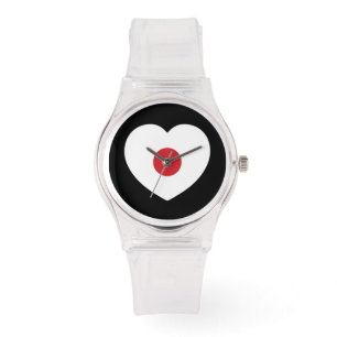 Japan   Japansk Flagga Heart Armbandsur