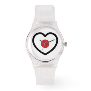 Japan   Japansk Flagga Heart Armbandsur
