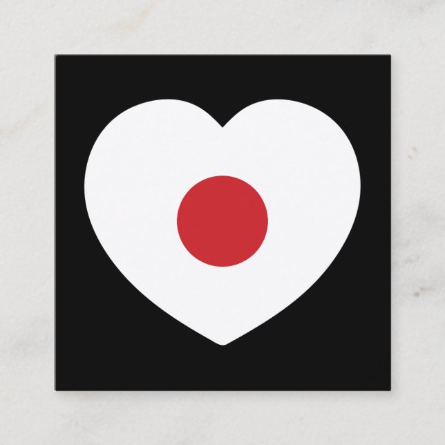 Japan | Japansk Flagga Heart Fyrkantigt Visitkort (Framsida)