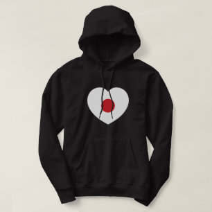 Japan Japansk Flagga Heart Hoodie