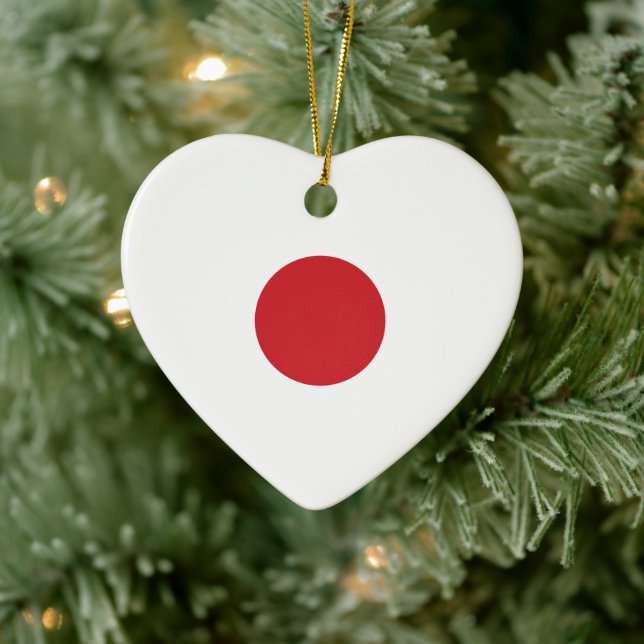 Japan | Japansk Flagga Heart Julgransprydnad Keramik (Träd)