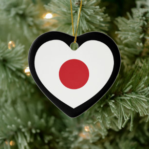 Japan Japansk Flagga Heart Julgransprydnad Keramik