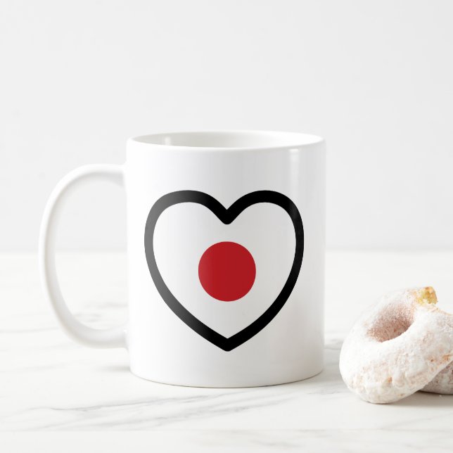Japan | Japansk Flagga Heart Kaffemugg (Med munk)