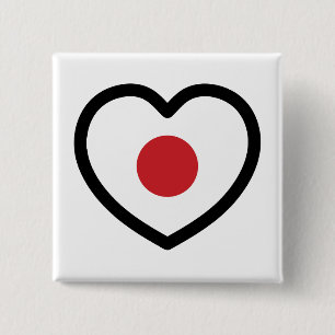 Japan Japansk Flagga Heart Knapp