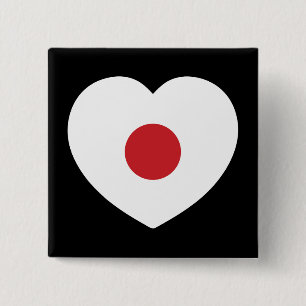 Japan Japansk Flagga Heart Knapp