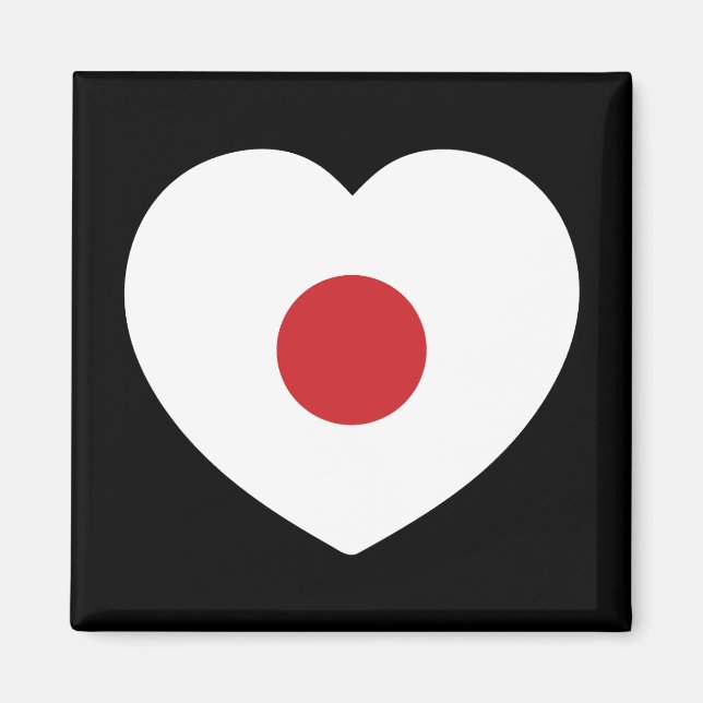 Japan | Japansk Flagga Heart Magnet (Framsidan)