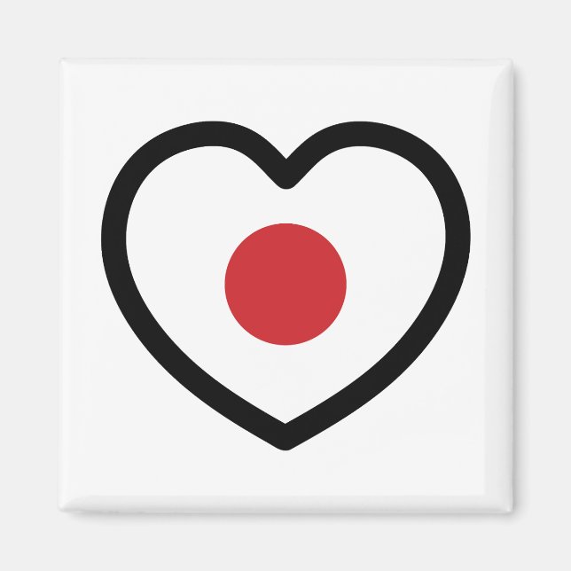 Japan | Japansk Flagga Heart Magnet (Framsidan)