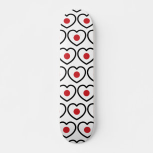Japan   Japansk Flagga Heart Mini Skateboard Bräda 18,5 Cm