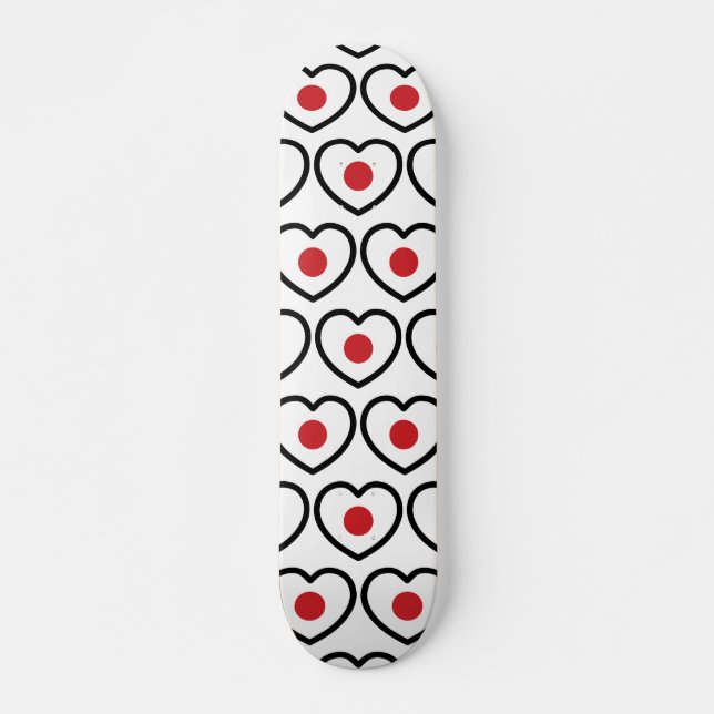 Japan | Japansk Flagga Heart Mini Skateboard Bräda 18,5 Cm (Framsida)