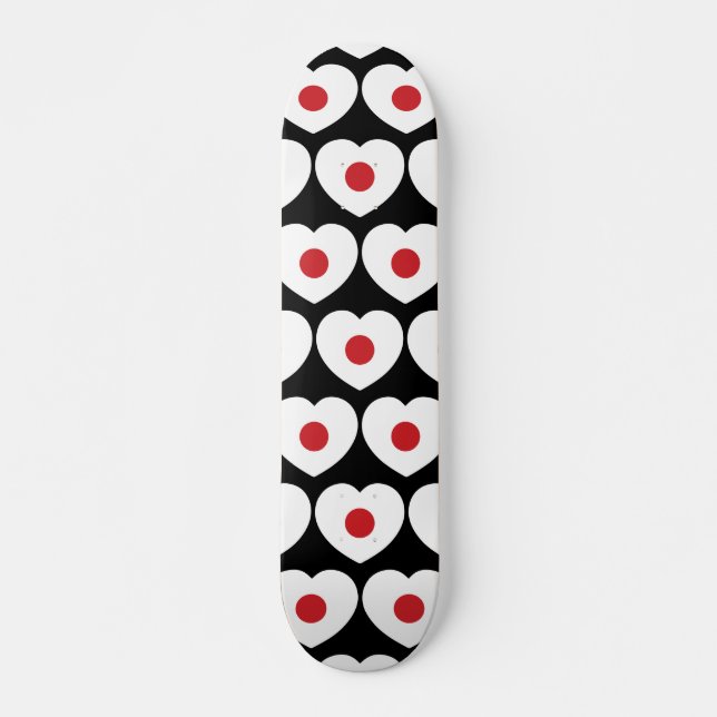 Japan | Japansk Flagga Heart Mini Skateboard Bräda 18,5 Cm (Framsida)