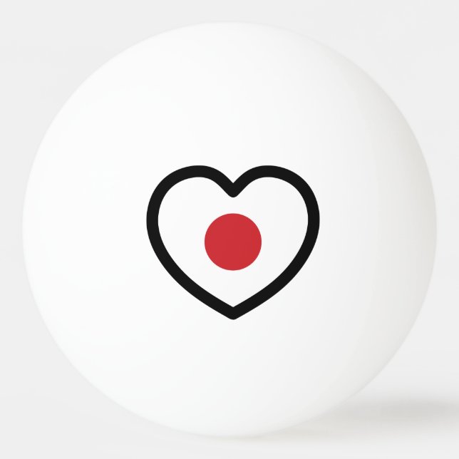 Japan | Japansk Flagga Heart Pingisboll (Framsidan)