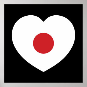 Japan Japansk Flagga Heart Poster