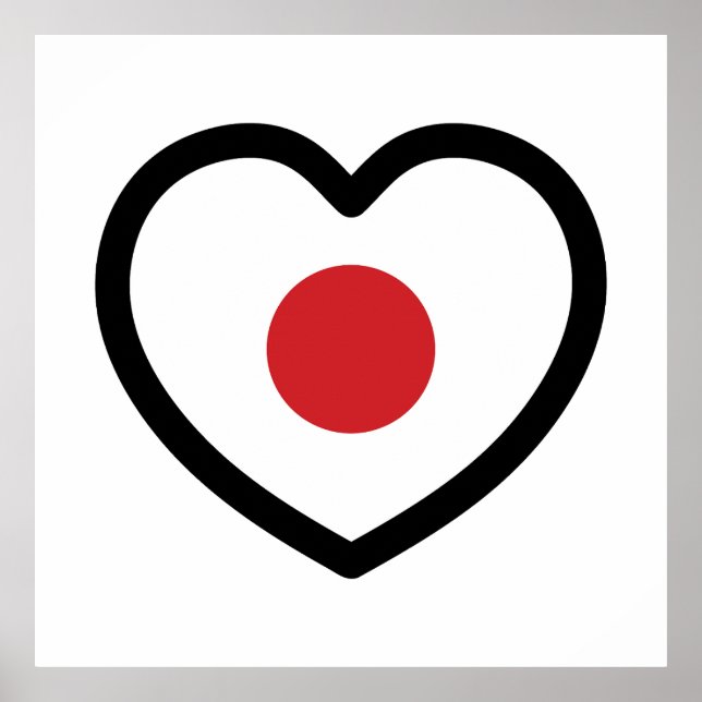 Japan | Japansk Flagga Heart Poster (Framsidan)