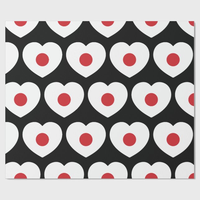 Japan | Japansk Flagga Heart Presentpapper (Platt)