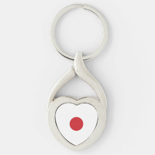 Japan Japansk Flagga Heart Twisted Heart Silverfärgad Nyckelring