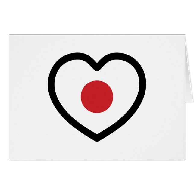 Japan | Japanska Flagga Heart-kort Hälsningskort (Framsidan Horizontal)