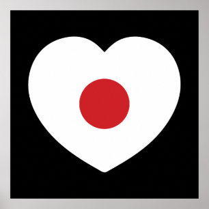 Japan Japanska flaggan hjärta Poster