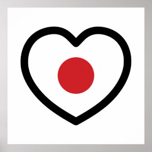 Japan Japanska flaggan hjärta Poster