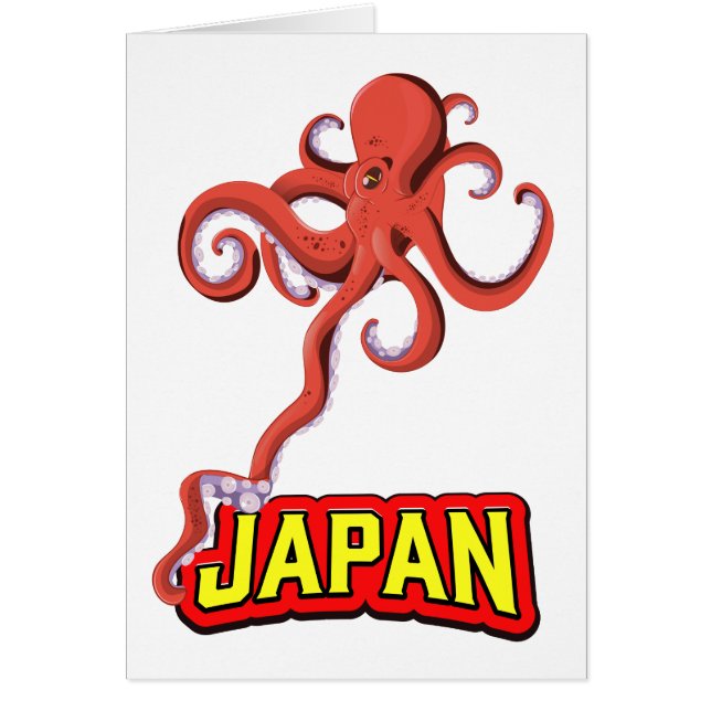 Japan jättebläckfisk tecknad serie hälsningskort (Framsidan)
