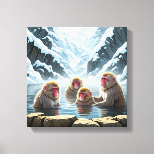 Japan Jigokudani Monkey Park Snö Monkey Canvastryck