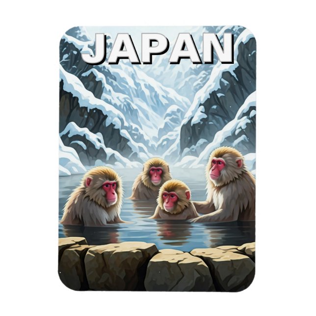 Japan Jigokudani Monkey Park Snö Monkey Magnet (Vertikal)
