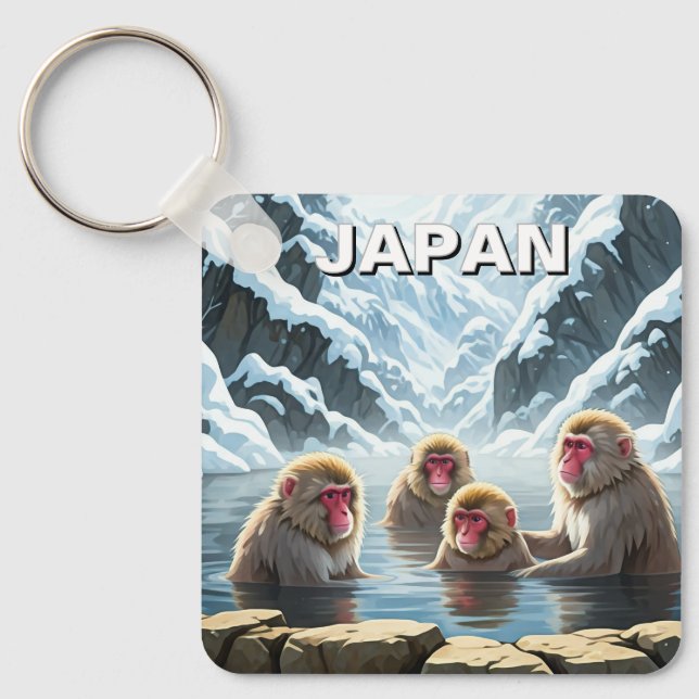 Japan Jigokudani Monkey Park Snö Monkey Nyckelring (Framsida)