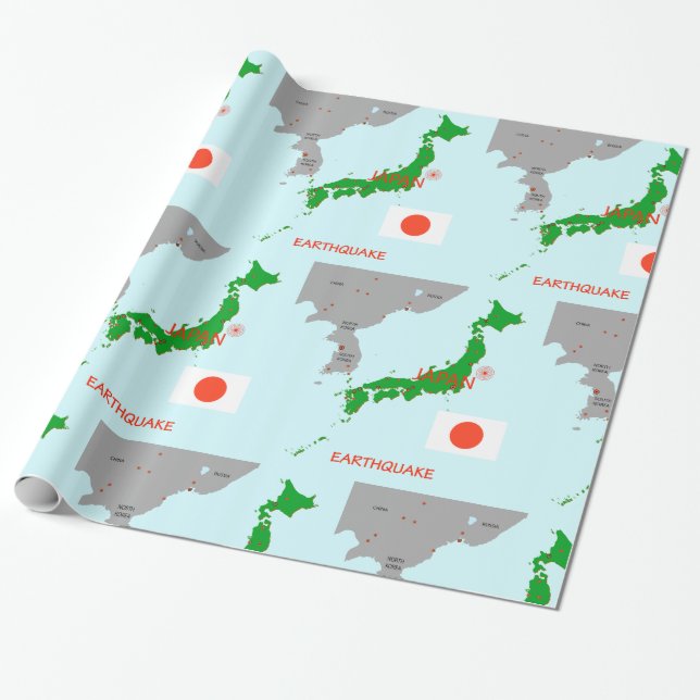 Japan jordbävningskarta seismisk aktivitet presentpapper (Utrullad)