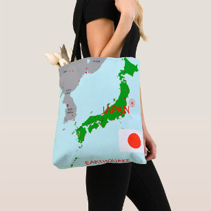 Japan jordbävningskarta seismisk aktivitet tygkasse