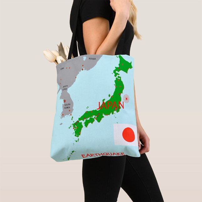 Japan jordbävningskarta seismisk aktivitet tygkasse (Skapare uppladdad)