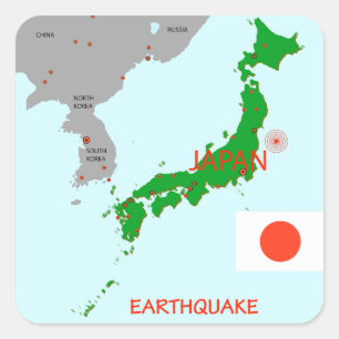 Japan jordbävningskartaktivitet fyrkantigt klistermärke