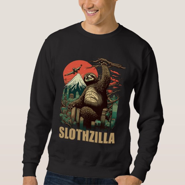 Japan Kaiju Sengångare Slothzilla Lång Ärmad Tröja (Framsida)