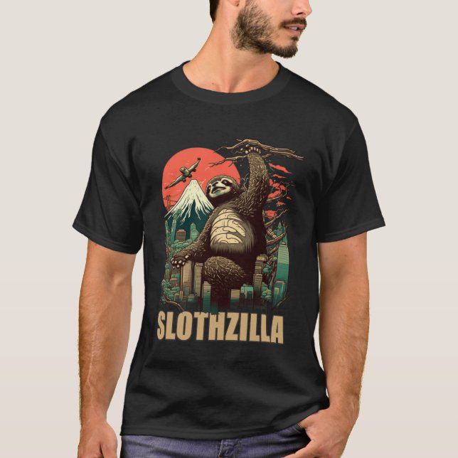 Japan Kaiju Sloth Slothzilla T Shirt (Framsida)