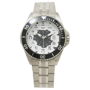 Japan kanji MANGA stil [svarta ansikte] Armbandsur