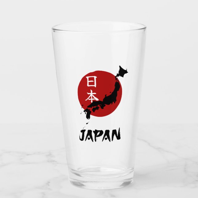 Japan karta med röd sol-dekoration glaskopp (Framsida)
