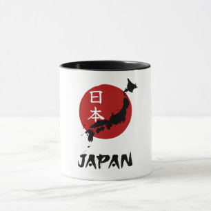 Japan-karta med röd sol-dekoration mugg