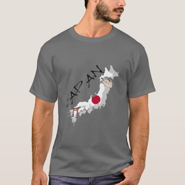 Japan karta och flagga tee (Framsida)
