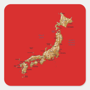 Japan Karta Sticker Fyrkantigt Klistermärke