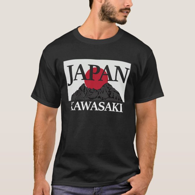 Japan Kawasaki Fuji san flag T Shirt (Framsida)
