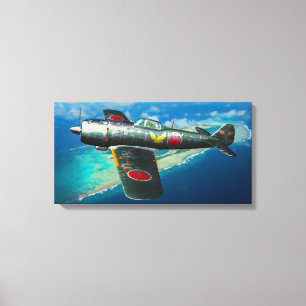Japan Ki-84 "öppenhjärtig" i flyg Canvastryck