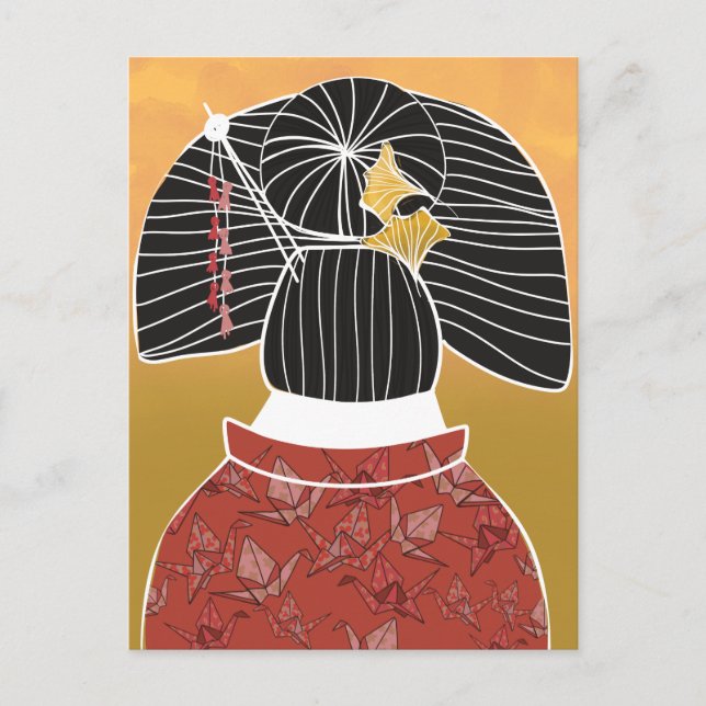Japan Kimono Yukata Helgedom Illustrerad  Vykort (Framsida)