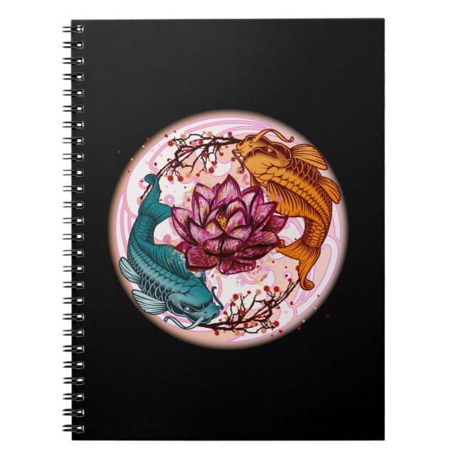 Japan Koi Fish Anime Vatten Lily Pastel Goth Anteckningsbok (Framsidan)