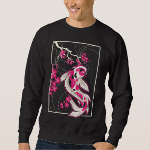 Japan Koi Fish Cherry Blommar Japanska Nishikigoi Lång Ärmad Tröja