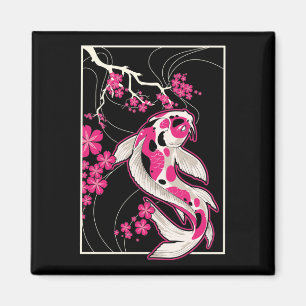 Japan Koi Fish Cherry Blommar Japanska Nishikigoi Magnet