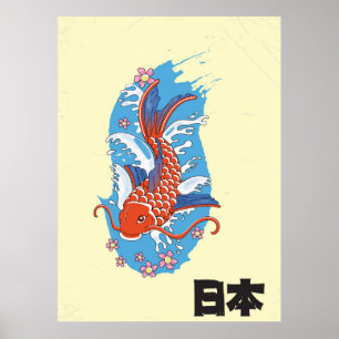 Japan Koi fish vintage affisch