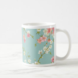 Japan körsbärsröd blommar, kricka, vit, rosa, kaffemugg