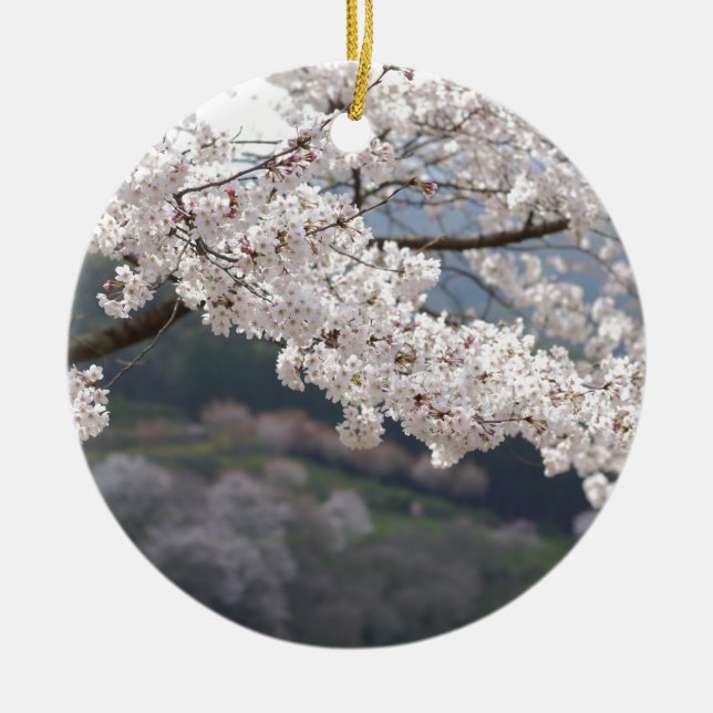 Japan Kumamoto Cherry Blommar Julgransprydnad Keramik (Framsidan)