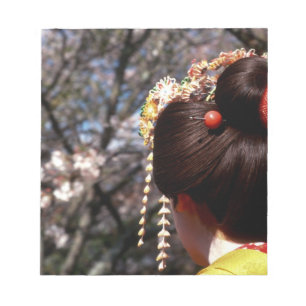 Japan, Kyoto. Bakre närbild av geishans Anteckningsblock