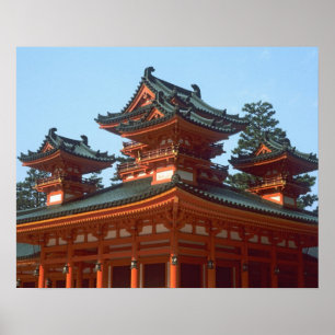 Japan, Kyoto, Färgglada Heian Jingu-templet, Poster